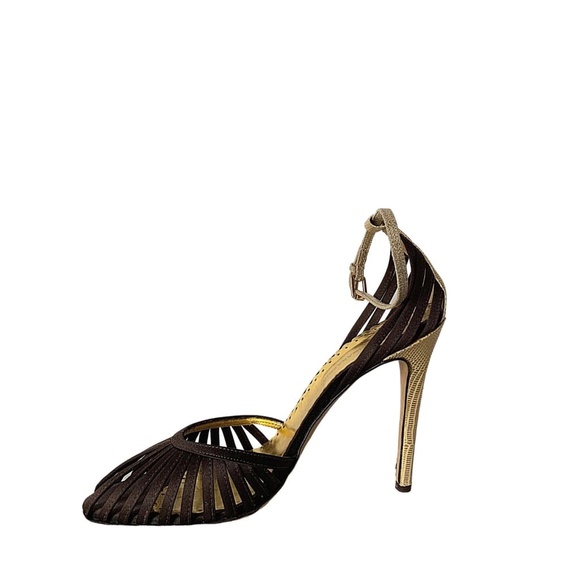 NEW BCBGMAXAZRIA Nastrin Leather Satin Sandal - Picture 1 of 3